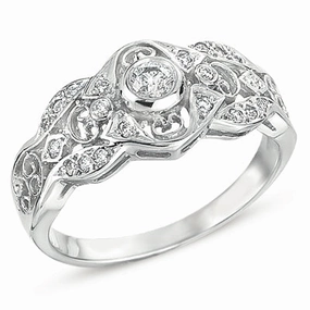 0.24 ctw. ANTIQUE WHITE GOLD RING D3331WG