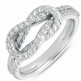 0.28 ctw. WHITE GOLD ROPE LOVE KNOT RING D4154WG
