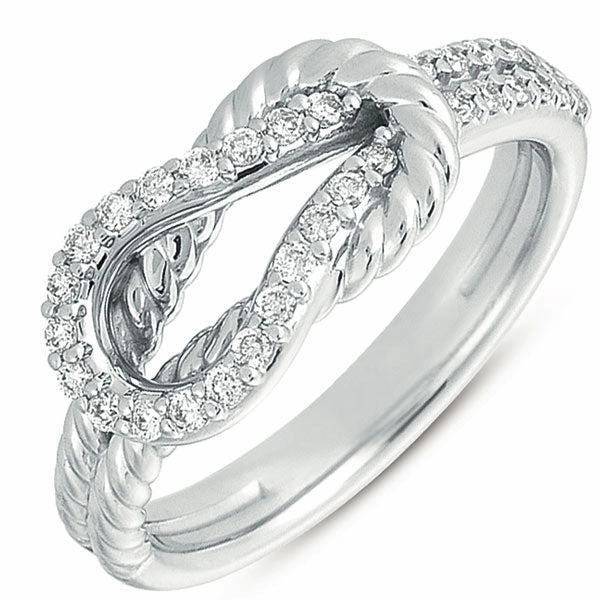 0.28 ctw. WHITE GOLD ROPE LOVE KNOT RING D4154WG