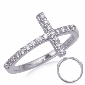 0.29 ctw. WHITE GOLD CROSS RING 2.0MM D4350WG