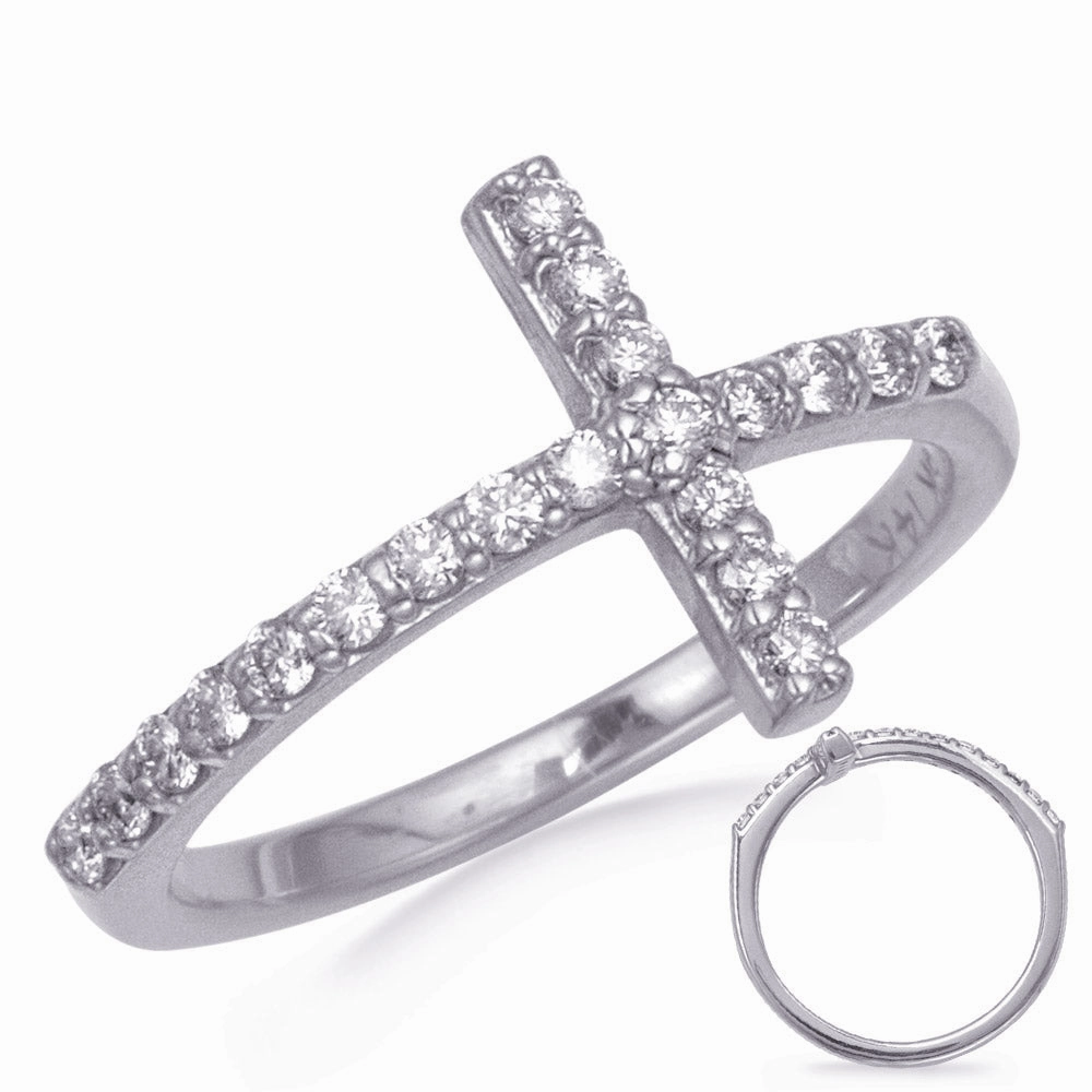 0.29 ctw. WHITE GOLD CROSS RING 2.0MM D4350WG