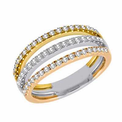 0.60 ctw. WHITE & YELLOW & ROSE GOLD FASHION RING D4098RYW