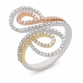 0.70 ctw. TRI COLOR DIAMOND PAVE RING D3946RYW