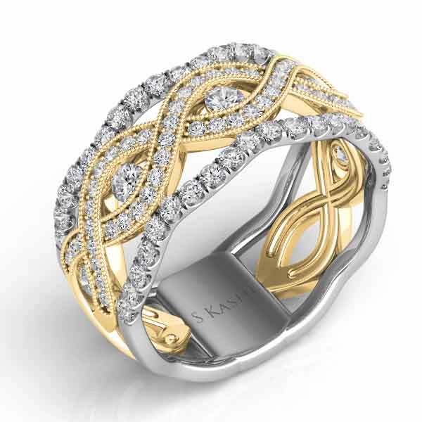 0.83 ctw. YELLOW & WHITE GOLD DIAMOND FASHION RING D4195YW