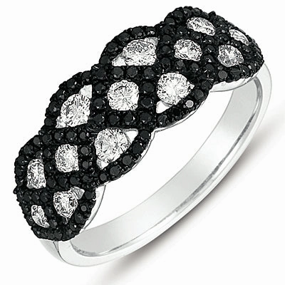 0.89 ctw. WHITE GOLD BLACK & WHITE DIAMOND RING D4233BLWG