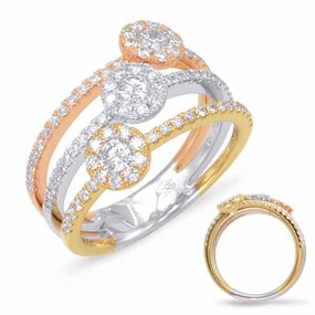 0.95 ctw. ROSE & YELLOW & WHITE GOLD FASHION RING D4547RYW