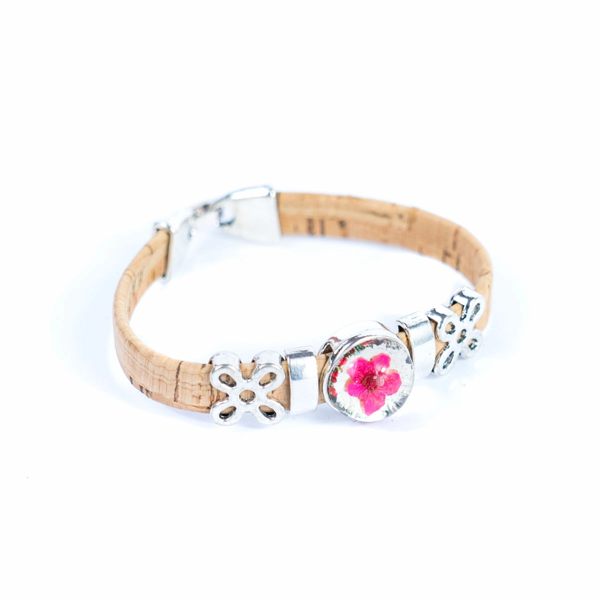 10mm flat cork wire and natural cork dried flower patch handmade ladies fashion bracelet BR-235-5 random