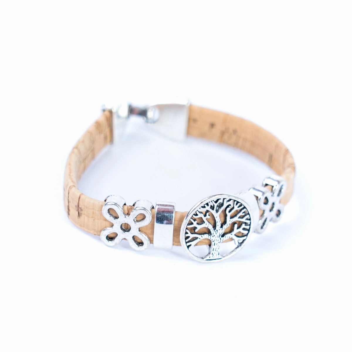 10mm flat wire colored cork wire and tree alloy hardware handmade ladies bracelet BR-101-MIX-5