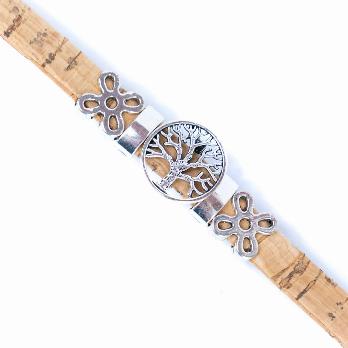 10mm flat wire colored cork wire and tree alloy hardware handmade ladies bracelet BR-101-MIX-5
