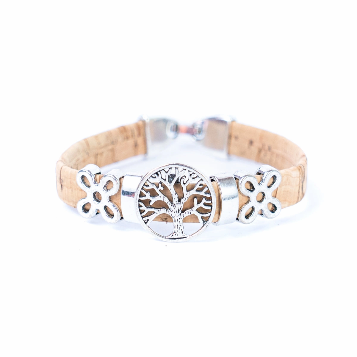 10mm flat wire colored cork wire and tree alloy hardware handmade ladies bracelet BR-101-MIX-5
