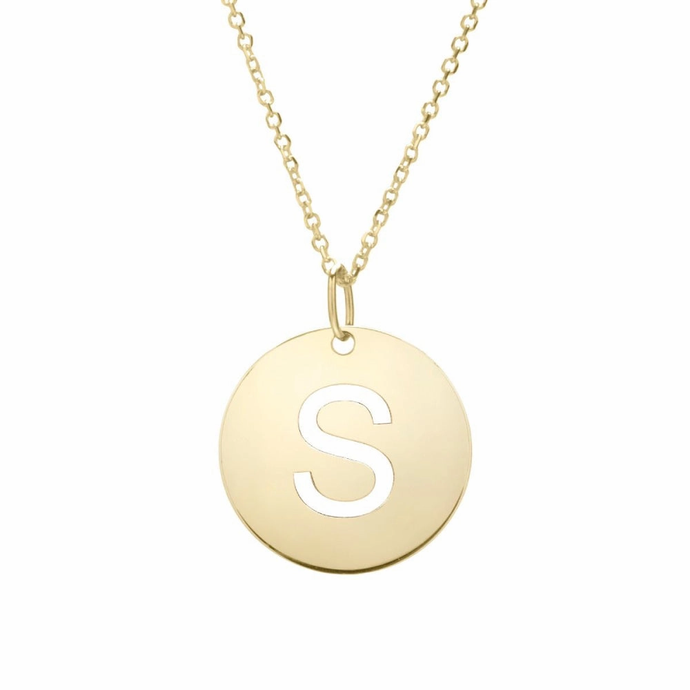 14k Disc Pendant Initial Series - ALL LETTERS