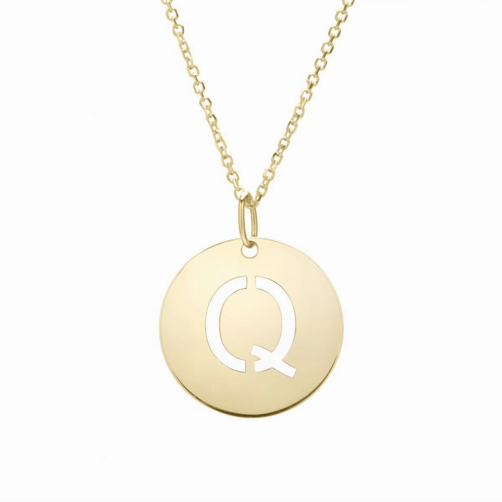 14k Disc Pendant Initial Series - ALL LETTERS