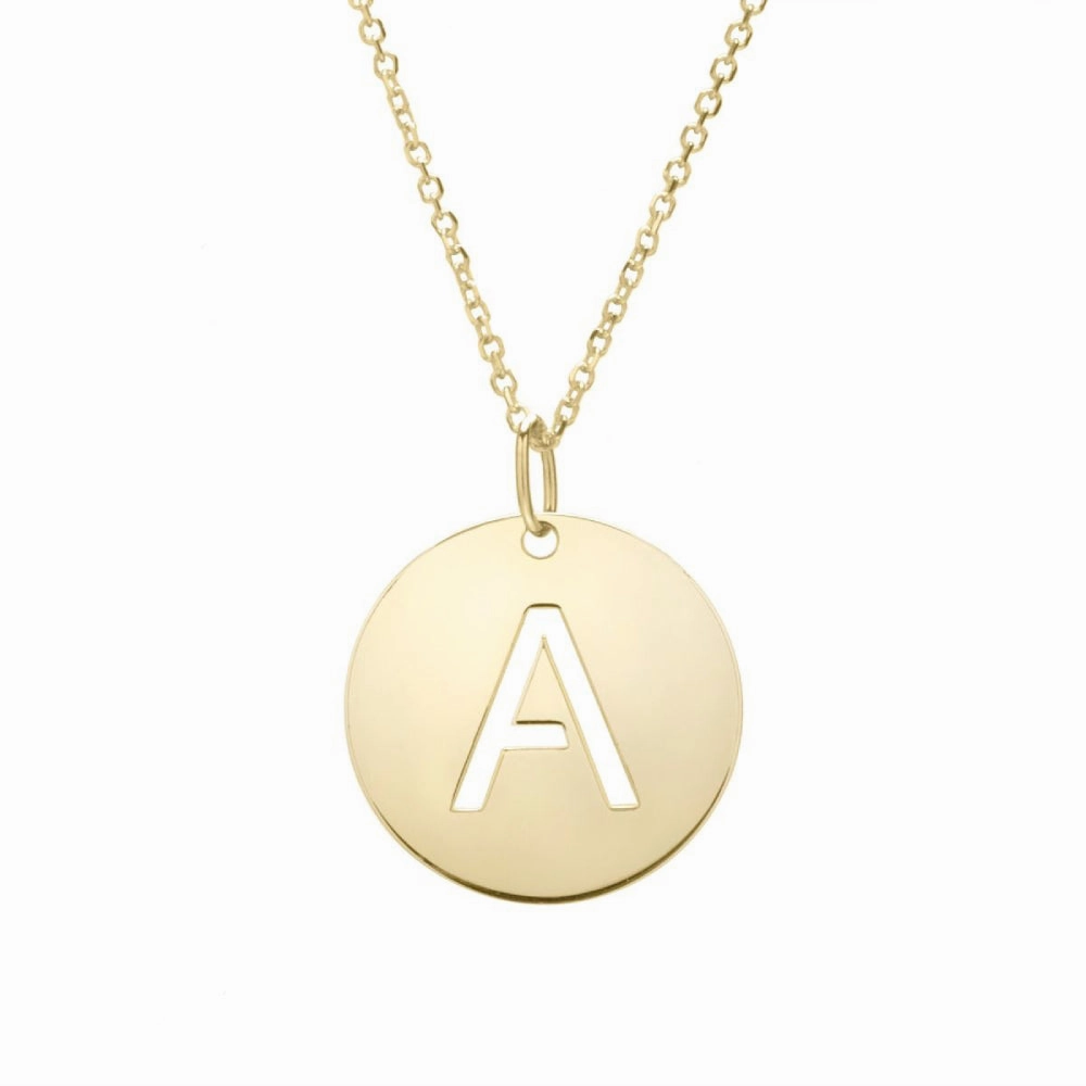 14k Disc Pendant Initial Series - ALL LETTERS