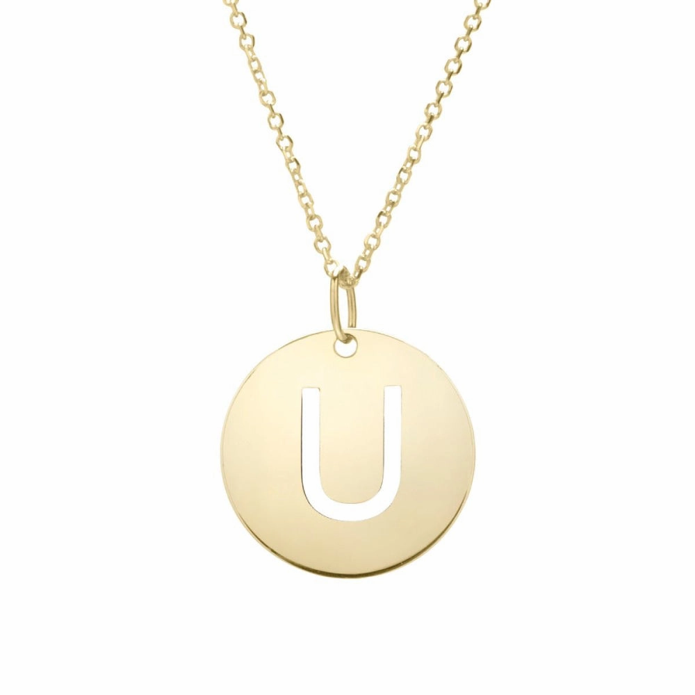 14k Disc Pendant Initial Series - ALL LETTERS