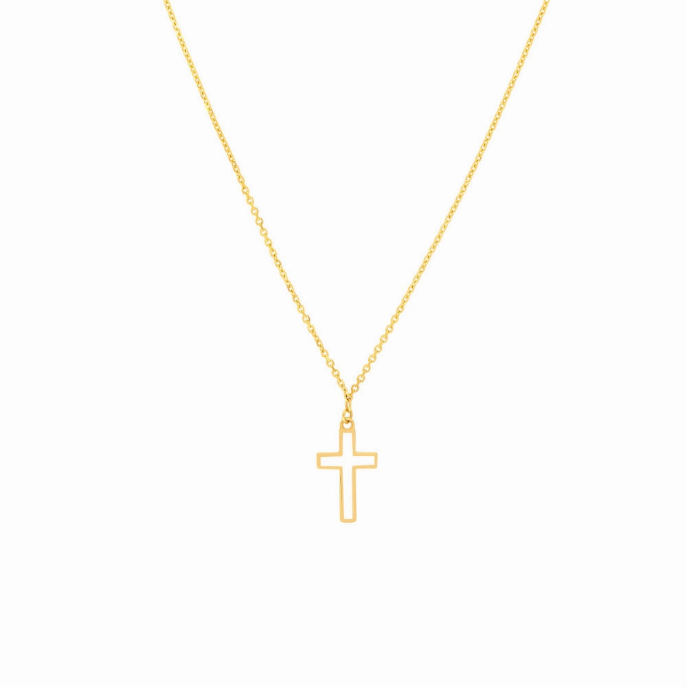 14k Enamel Cross Pendant Necklace