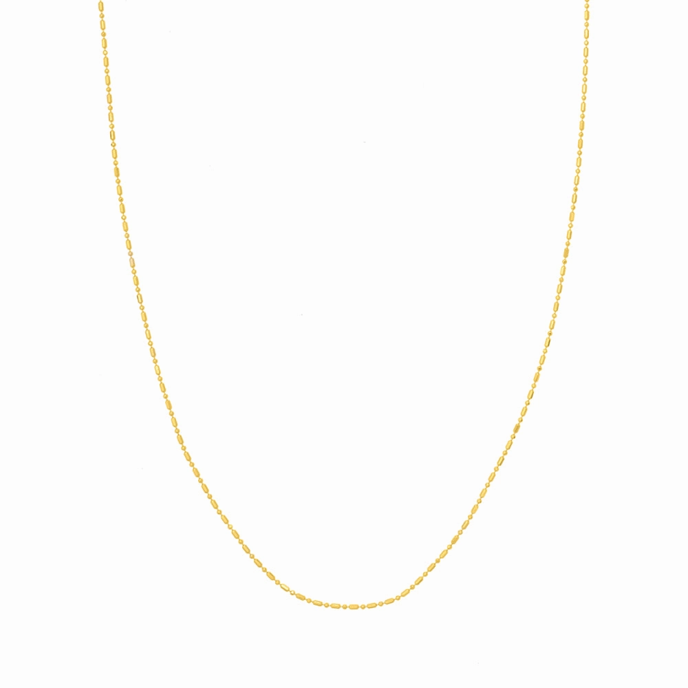 14k Gold 1.2mm Beaded Chain Necklace