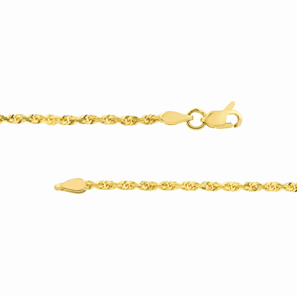 14k Gold 2.5mm Diamond-Cut Rope Chain
