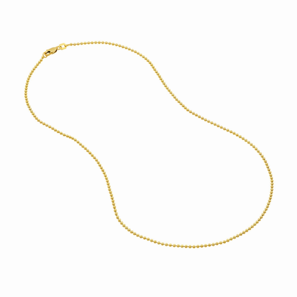 14k Gold Bead Chain Necklace, 18"