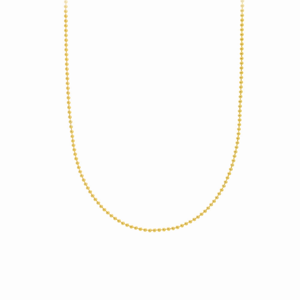 14k Gold Bead Chain Necklace, 18"
