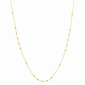 14k Gold Bead Station Necklace, 18"