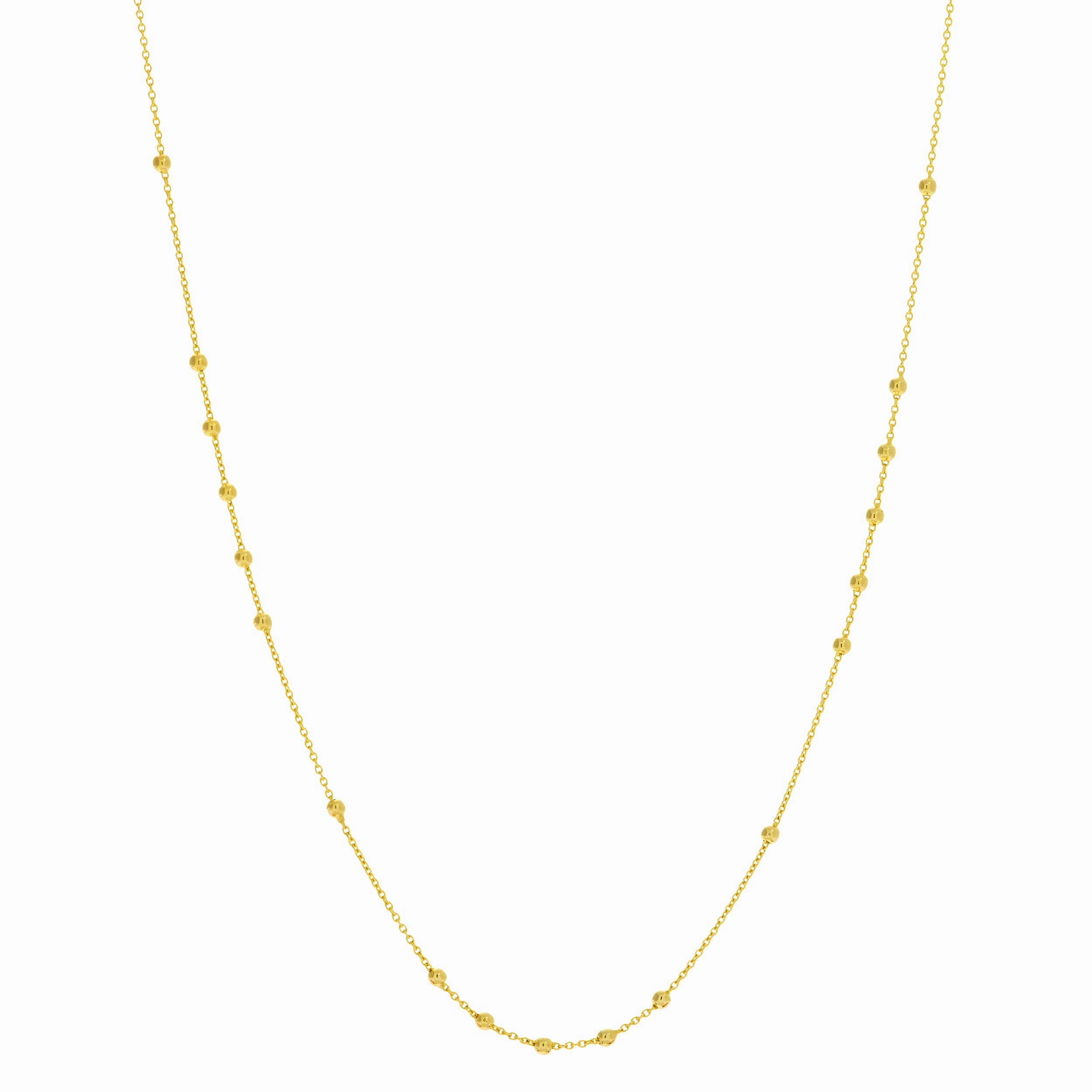 14k Gold Bead Station Necklace, 18"