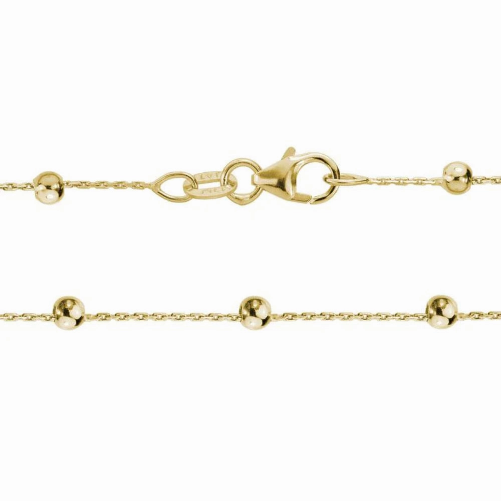 14k Gold Beaded Chain 16"