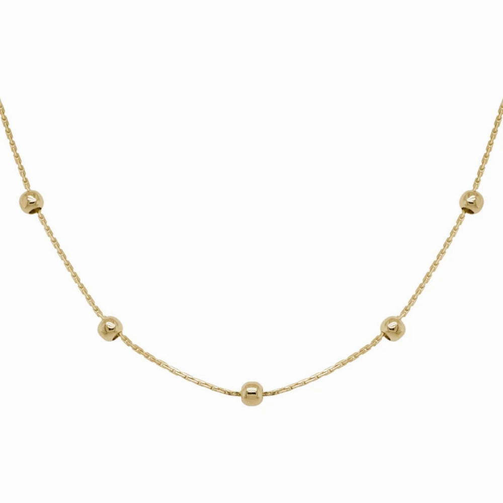 14k Gold Beaded Chain 16"
