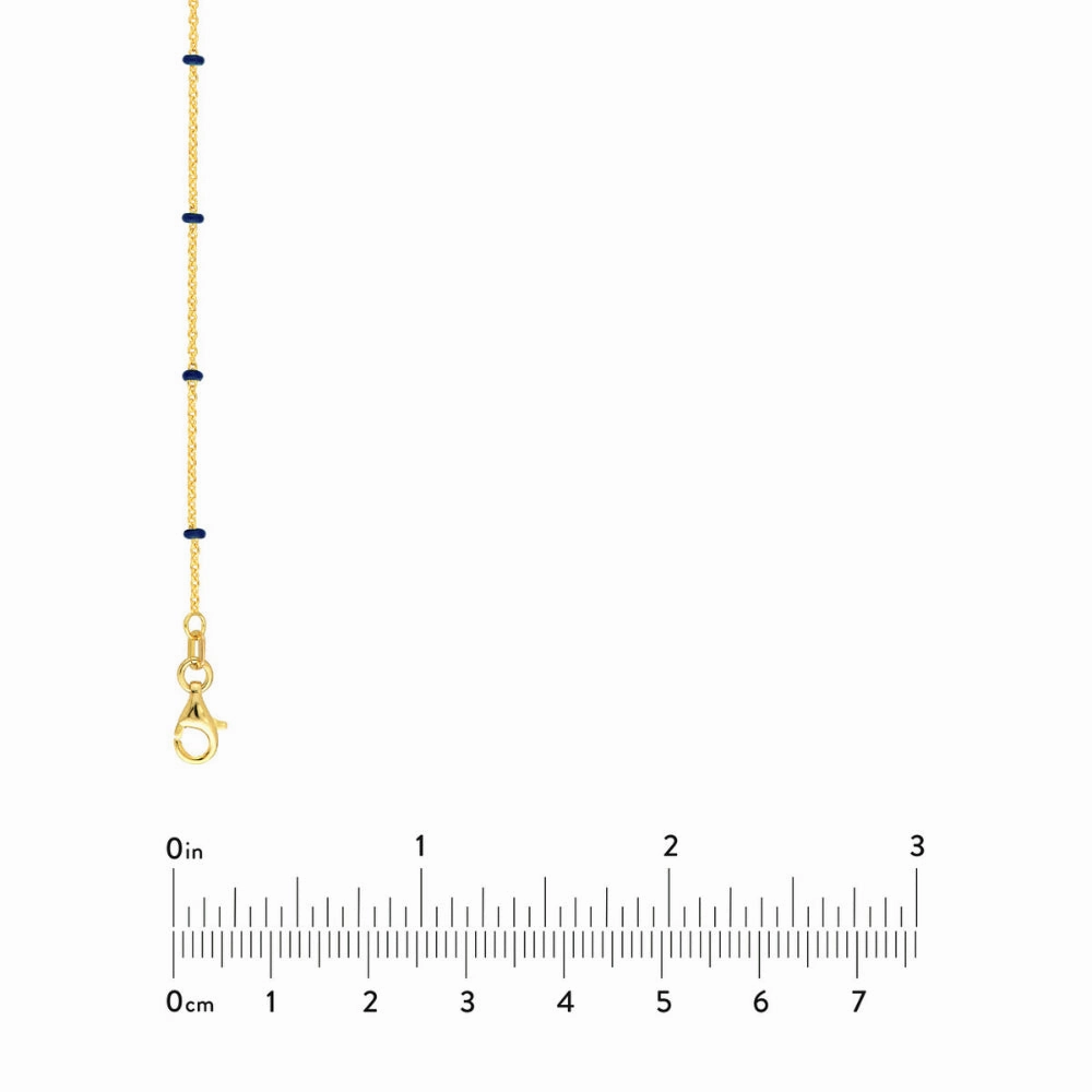 14k Gold Chain with Blue Enamel Stations