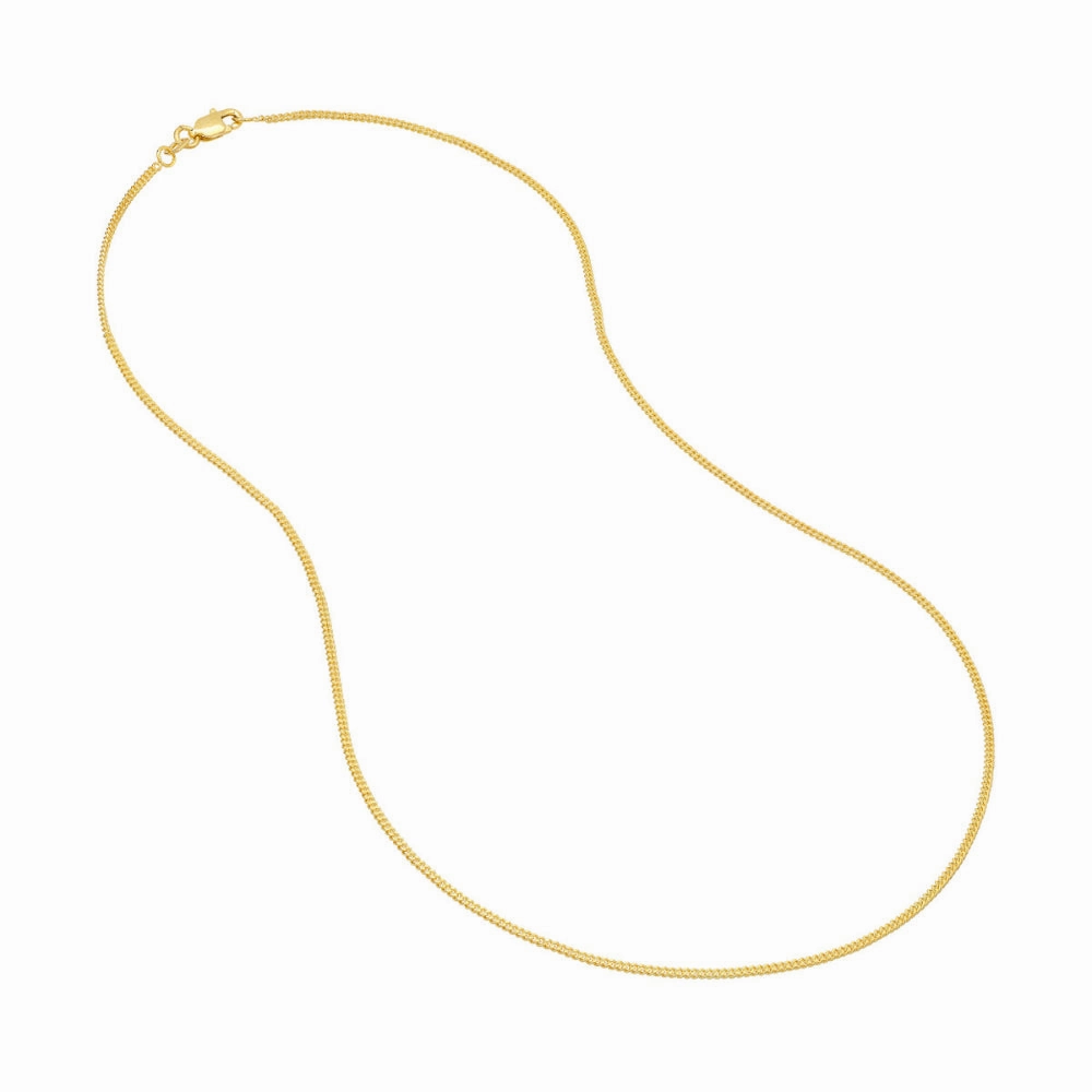 14k Gold Curb Link Chain Necklace, 18"
