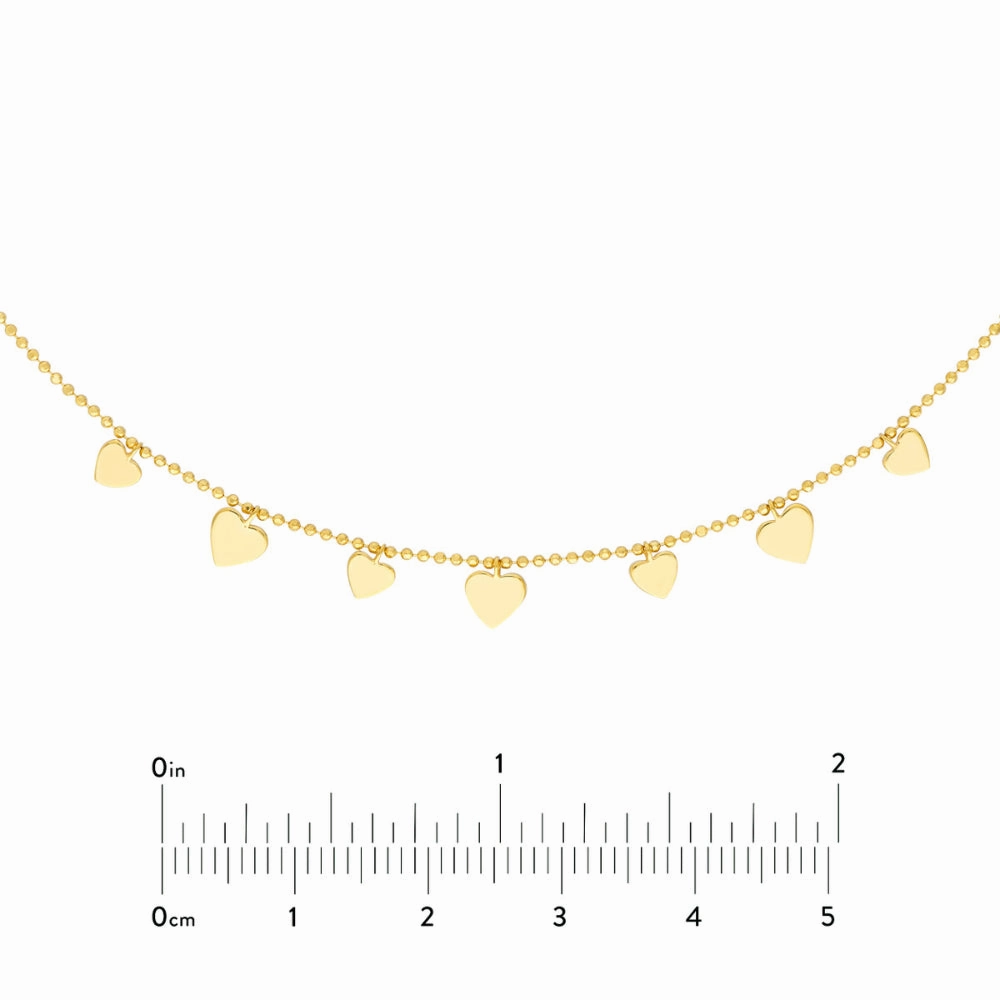 14k Gold Dangling Hearts Adjustable Necklace