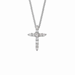 14k Gold Diamond Cross Pendant Necklace