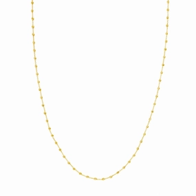 14k Gold Diamond-Cut Beads Station Necklace