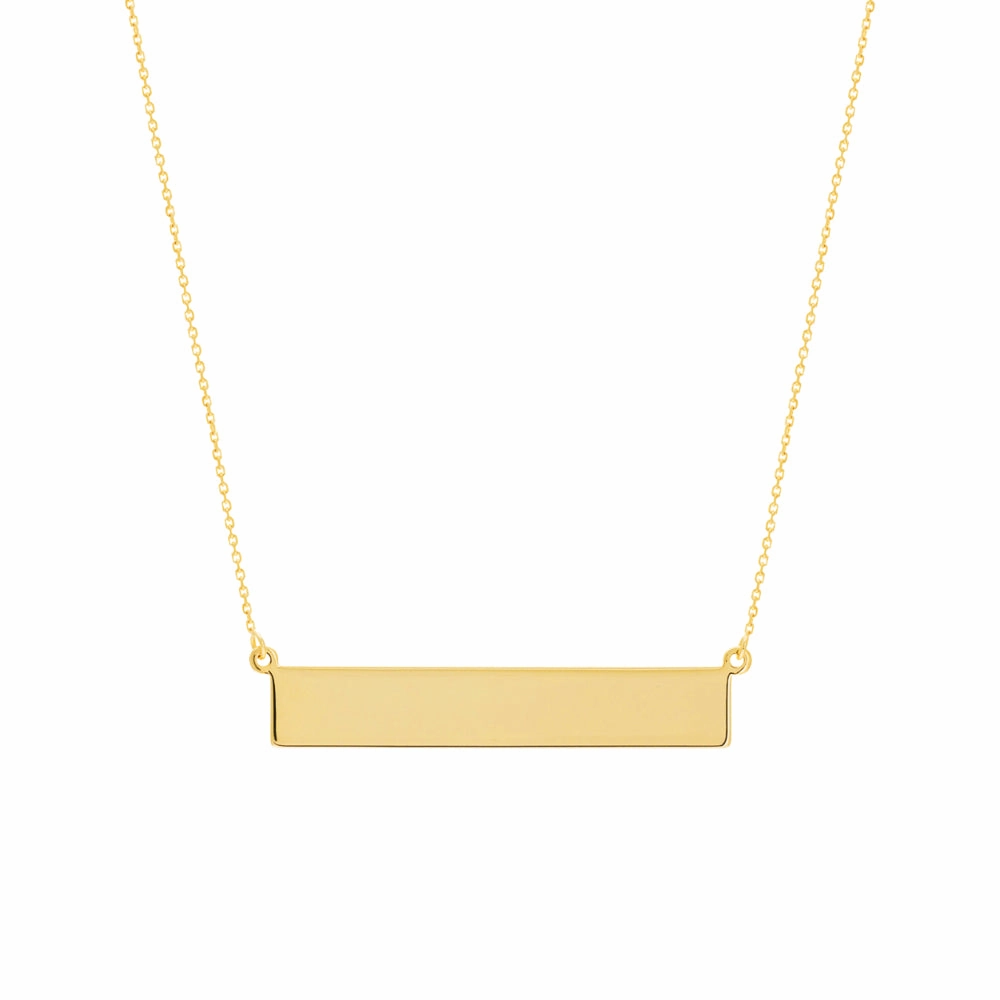 14k Gold Engravable Bar Necklace