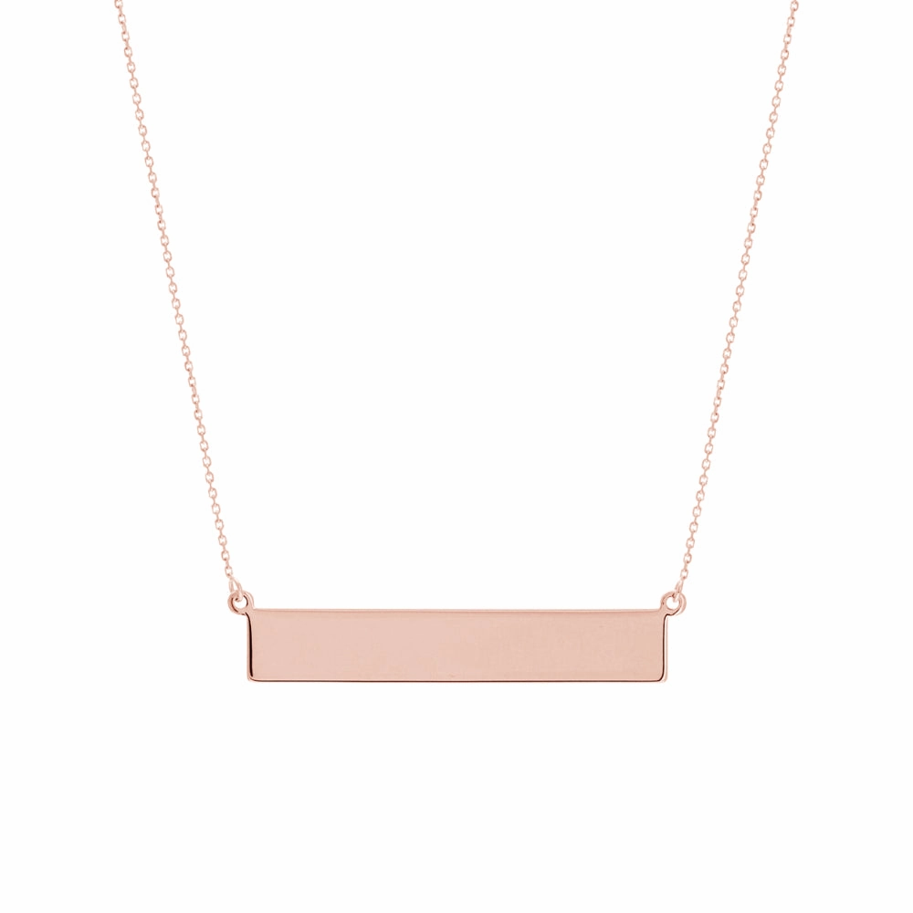 14k Gold Engravable Bar Necklace
