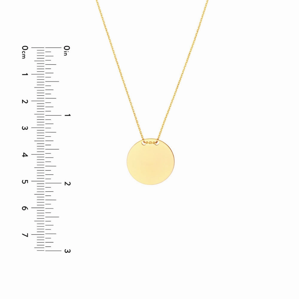 14k Gold Engravable Circle Plate Necklace
