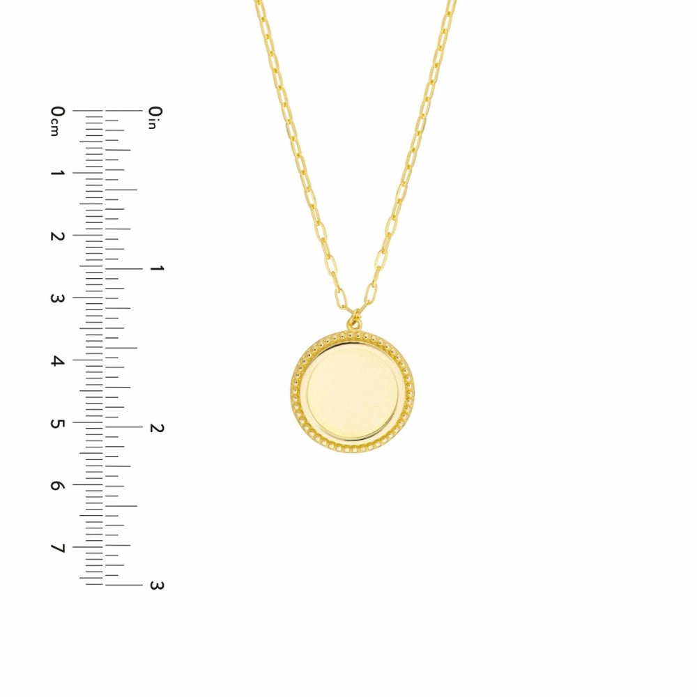 14k Gold Engravable Disc Pendant Necklace, 22"
