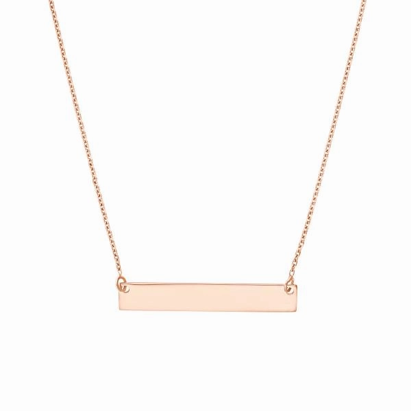 14k Gold Engravable Mini Bar Necklace