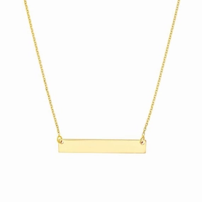 14k Gold Engravable Mini Bar Necklace