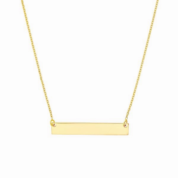 14k Gold Engravable Mini Bar Necklace