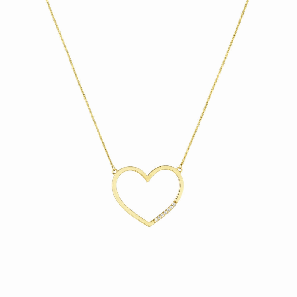 14k Gold Open Heart Pendant Necklace