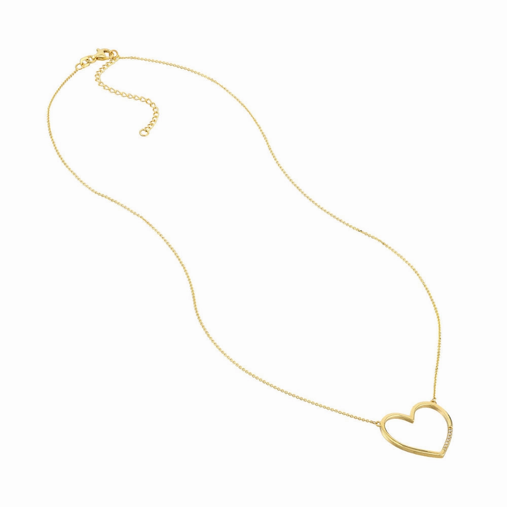14k Gold Open Heart Pendant Necklace