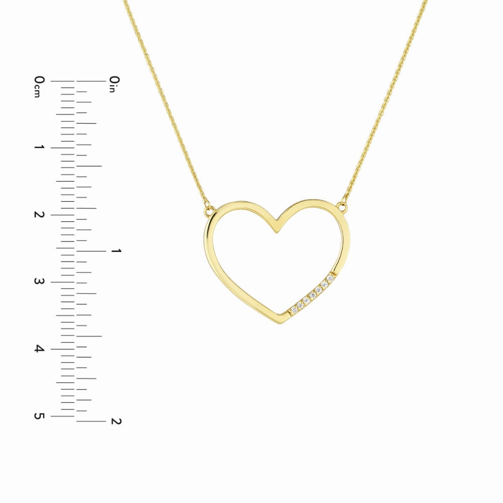 14k Gold Open Heart Pendant Necklace