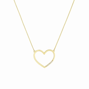 14k Gold Open Heart Pendant Necklace