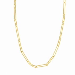 14k Gold Paper Clip Chain Necklace