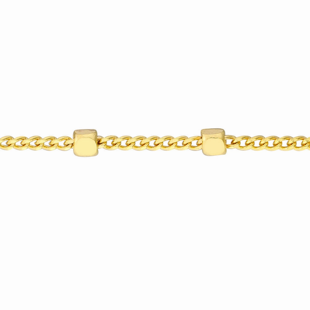14k Gold Saturn Beaded Choker Chain Necklace