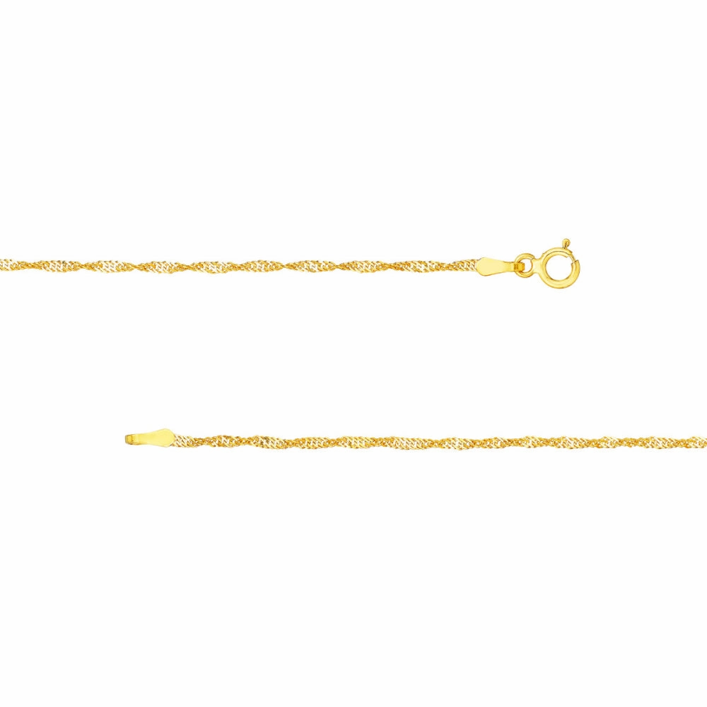 14k Gold Singapore Chain Necklace, 18"