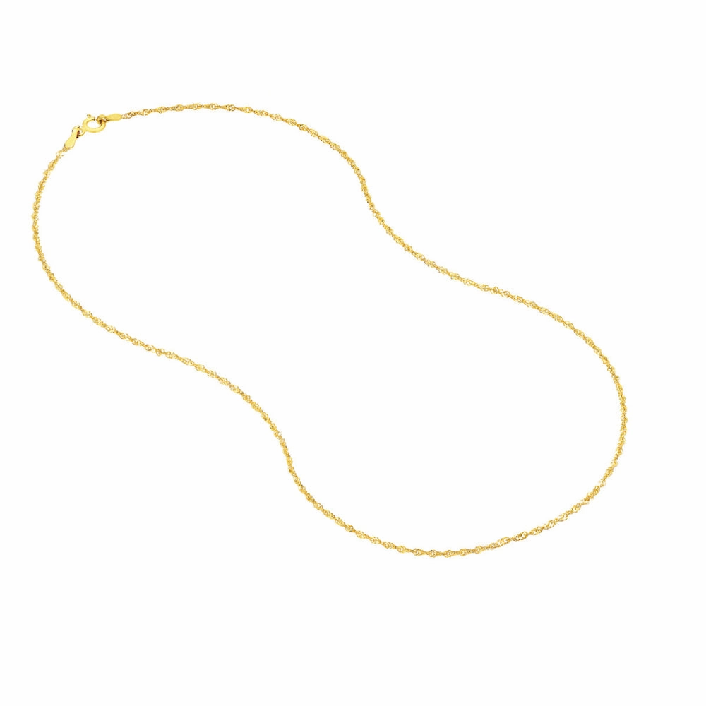14k Gold Singapore Chain Necklace, 18"