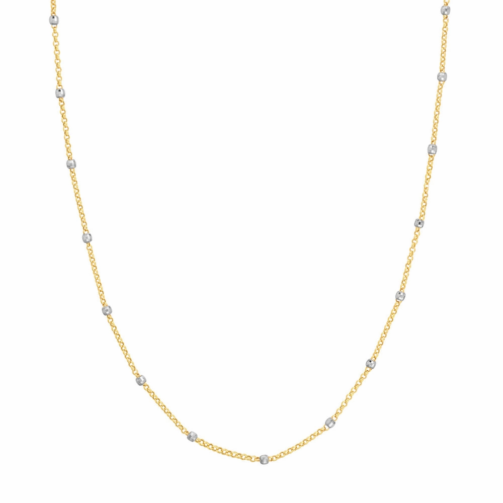 14k Two-Tone Disco Bead Chain Necklace