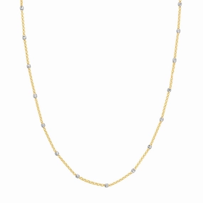 14k Two-Tone Disco Bead Chain Necklace