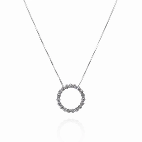 14k White Gold Adjustable 16-18" 2.7mm Diamond Circle Pendant Necklace